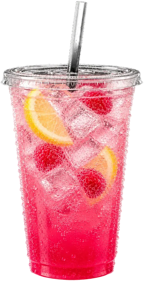 Pink spritzer with lemon and raspberries