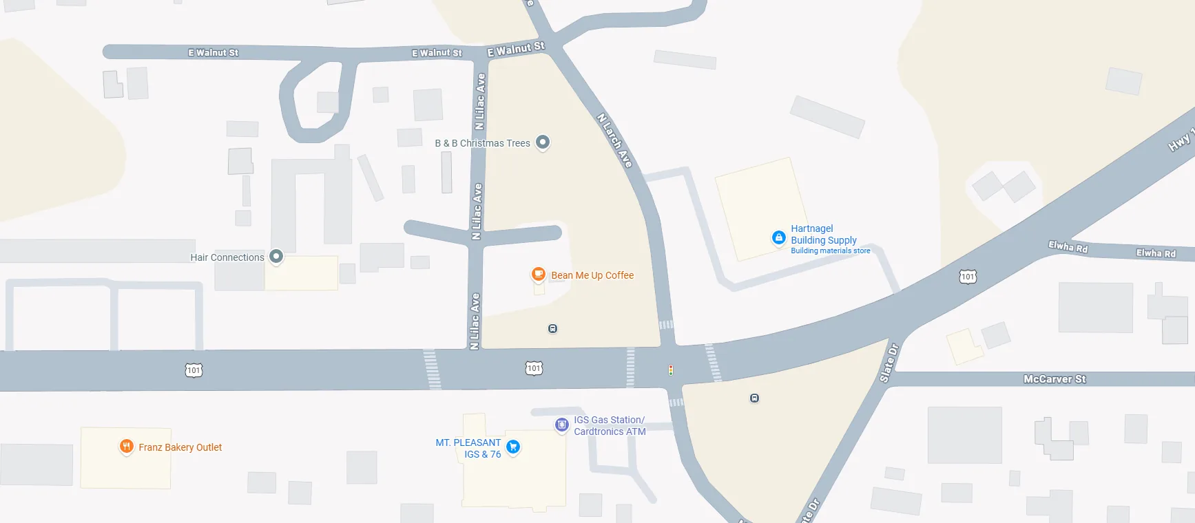Map: Bean Me Up Coffee is on N Lilac Ave, just north of Highway 101 in Port Angeles